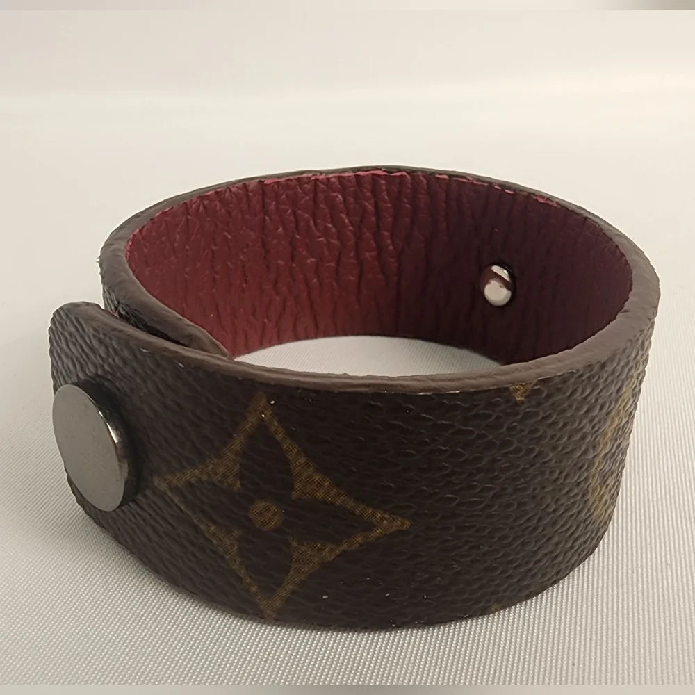 Louis Vuitton Brown Monogram Canvas Leather Bracelet with Crystal Embellishments